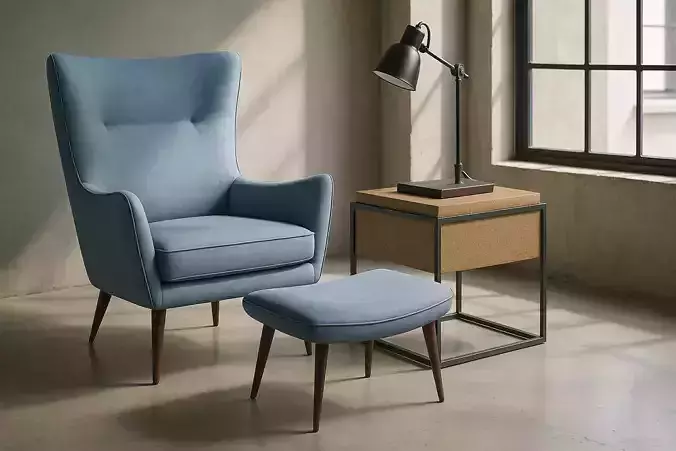 armchair chair and lamp