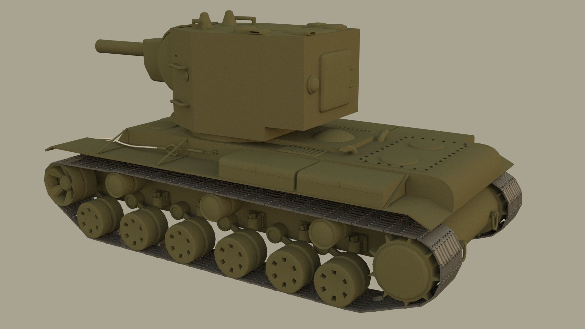 Soviet tank 2 world war KV-2 Low-poly 3D model_3