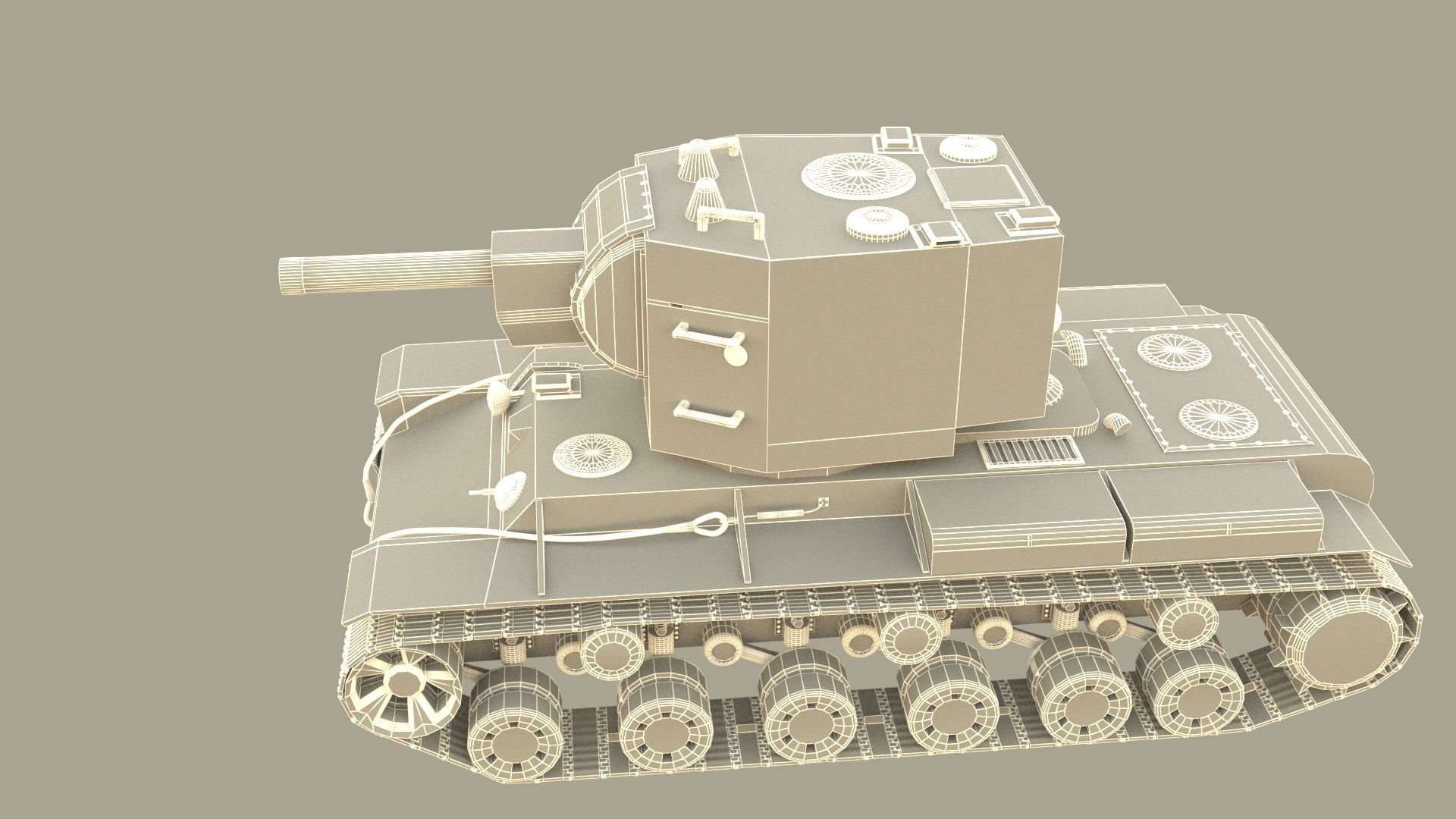 Soviet tank 2 world war KV-2 Low-poly 3D model_6