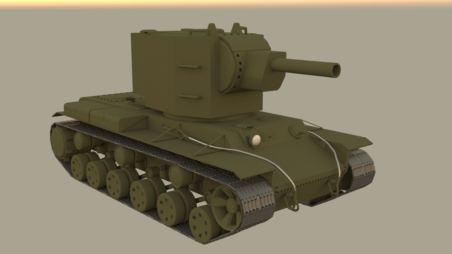 Soviet tank 2 world war KV-2 Low-poly 3D model_2