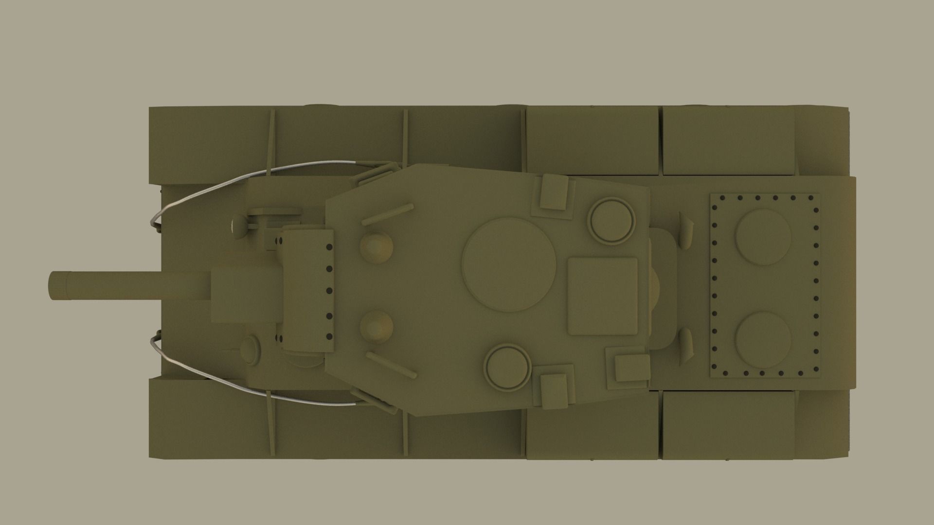 Soviet tank 2 world war KV-2 Low-poly 3D model_5