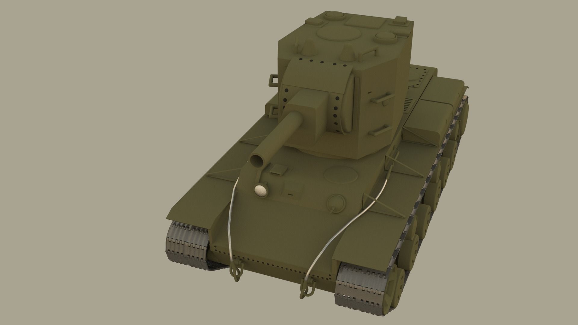 Soviet tank 2 world war KV-2 Low-poly 3D model_7