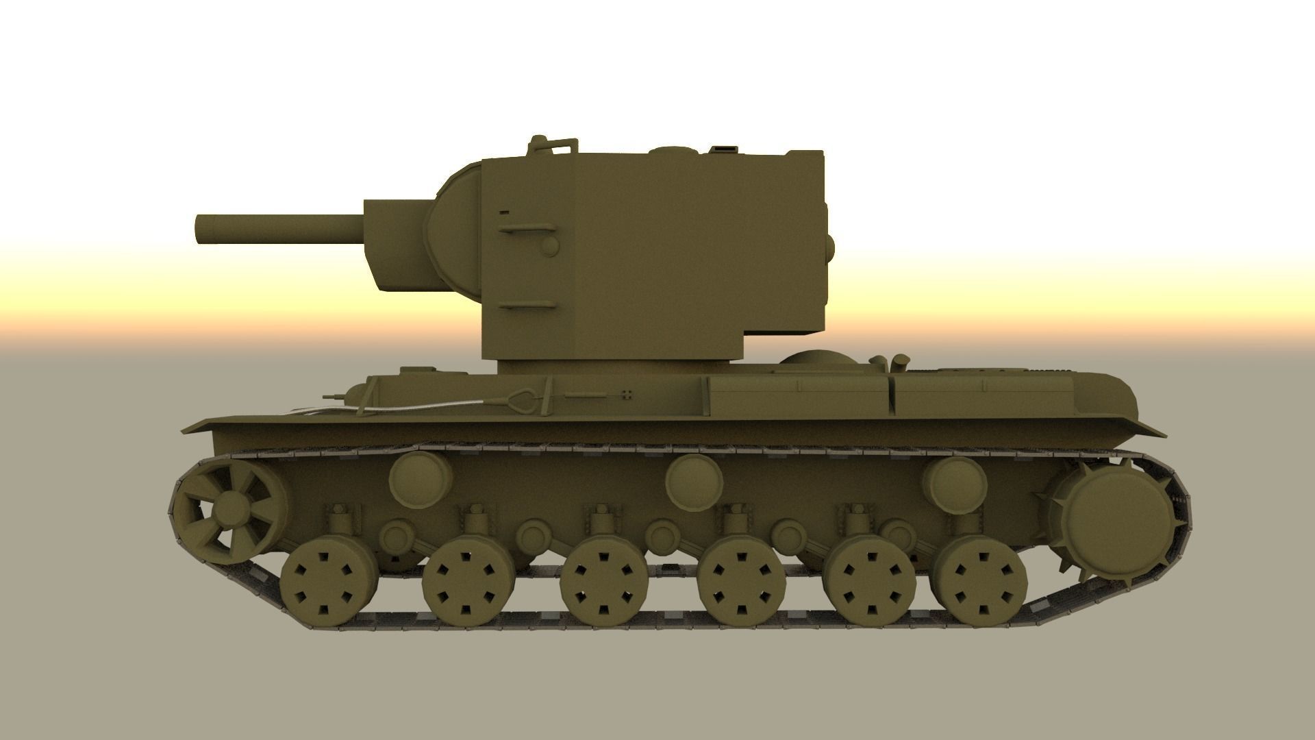 Soviet tank 2 world war KV-2 Low-poly 3D model_1