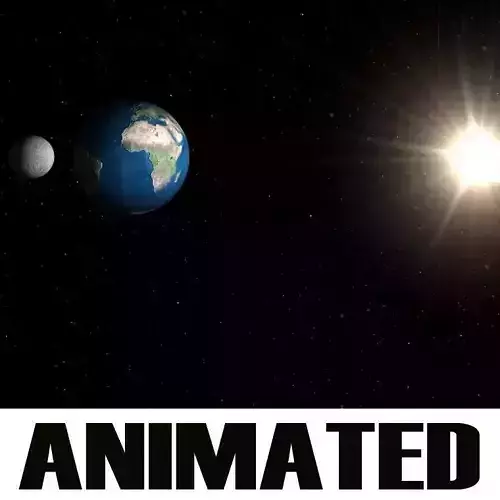 Planets Earth Moon Sun animated 3D model