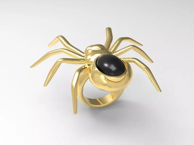 Spider ring with cabochon 3D print model_0