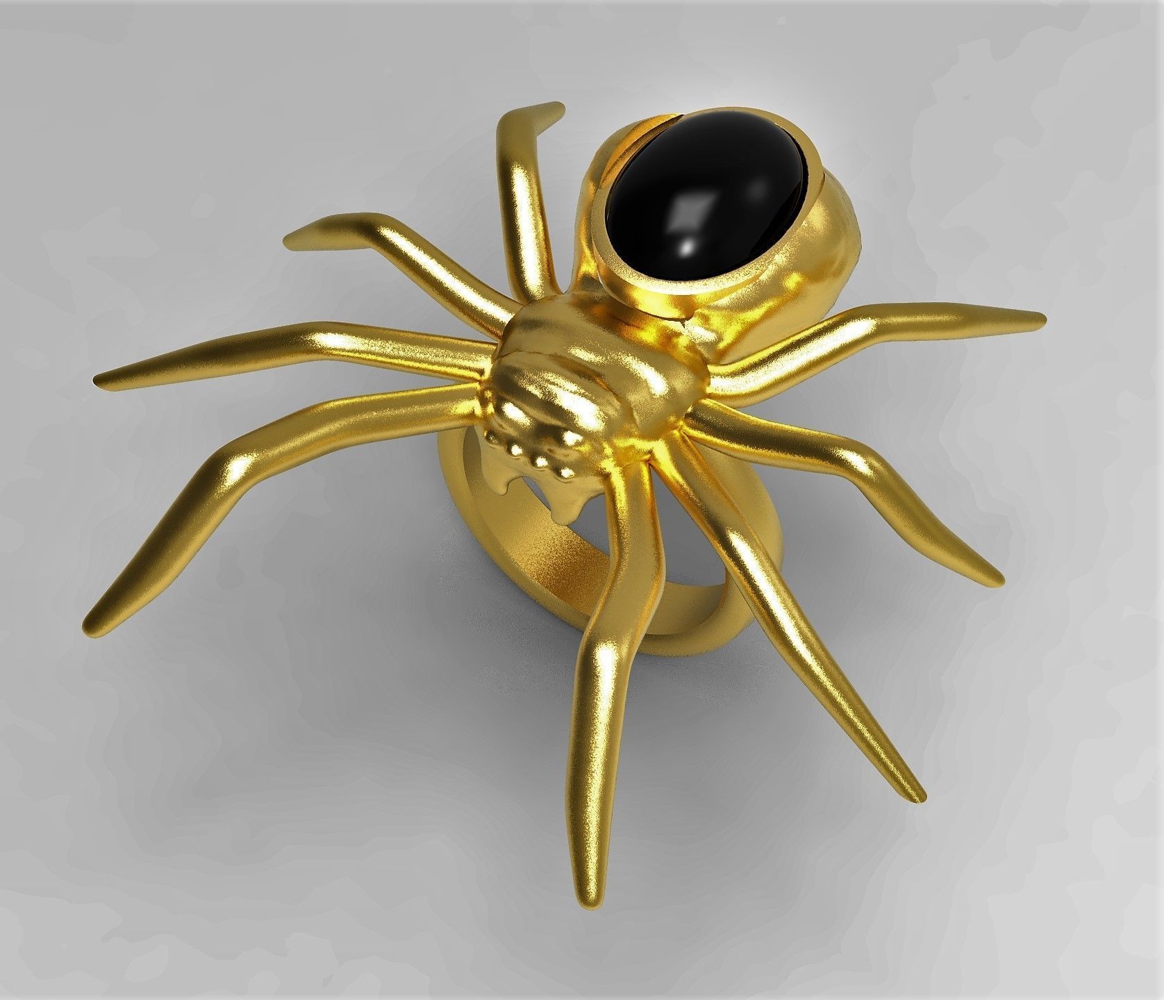 Spider ring with cabochon 3D print model_7
