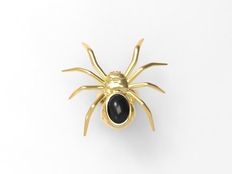 Spider ring with cabochon 3D print model_1