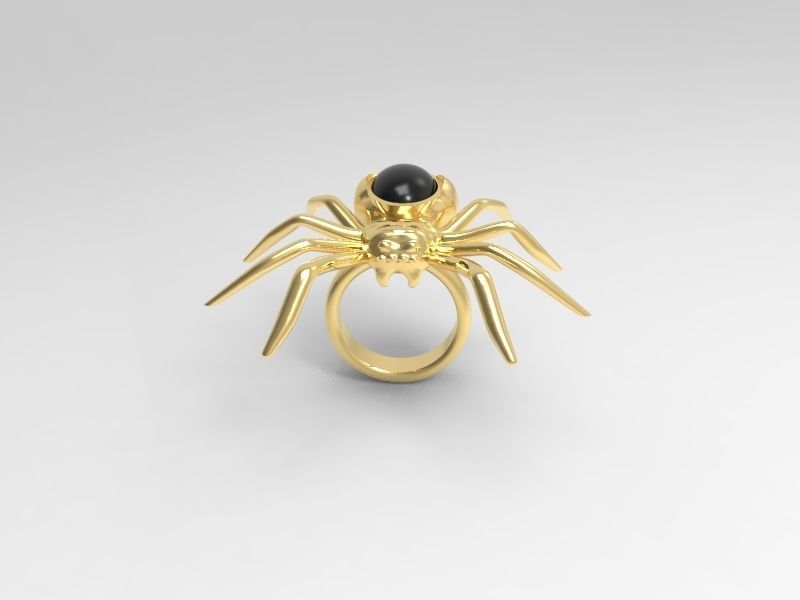 Spider ring with cabochon 3D print model_3