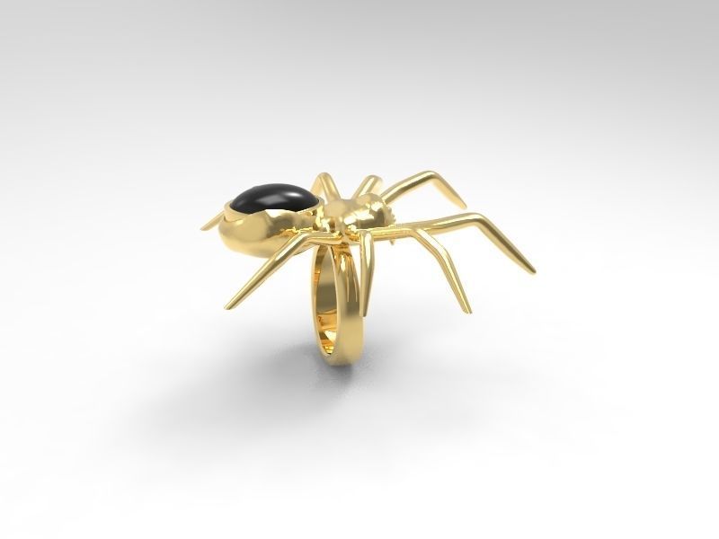 Spider ring with cabochon 3D print model_2
