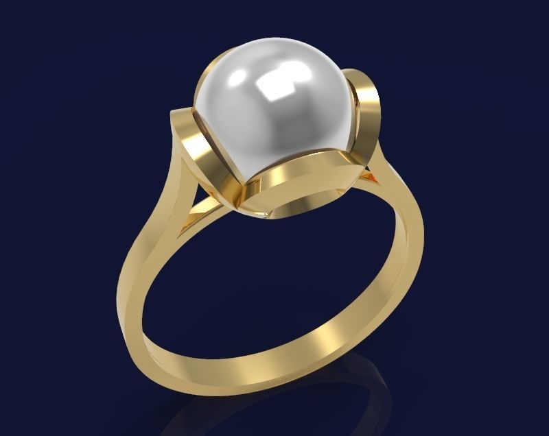 Ring with pearl - 5 3D print model_5