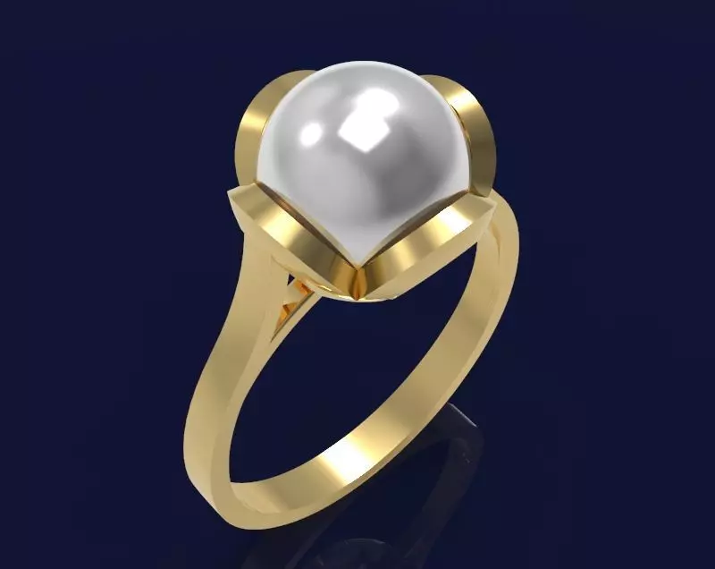 Ring with pearl - 5 3D print model_0