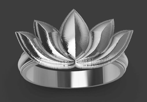 Lotus flower ring Flor de loto anillo 3D print model_3