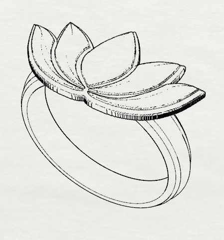 Lotus flower ring Flor de loto anillo 3D print model_5
