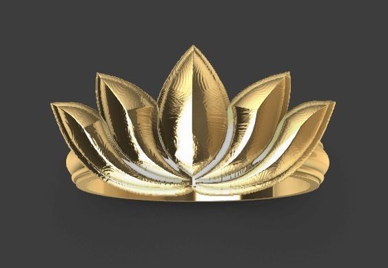 Lotus flower ring Flor de loto anillo 3D print model_7