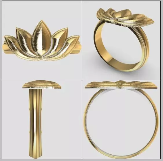 Lotus flower ring Flor de loto anillo 3D print model_0
