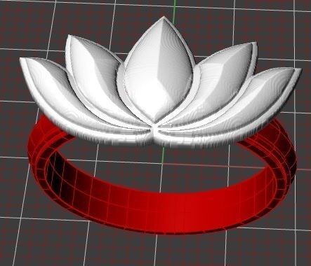 Lotus flower ring Flor de loto anillo 3D print model_6