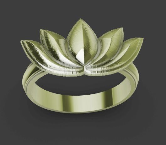 Lotus flower ring Flor de loto anillo 3D print model_10
