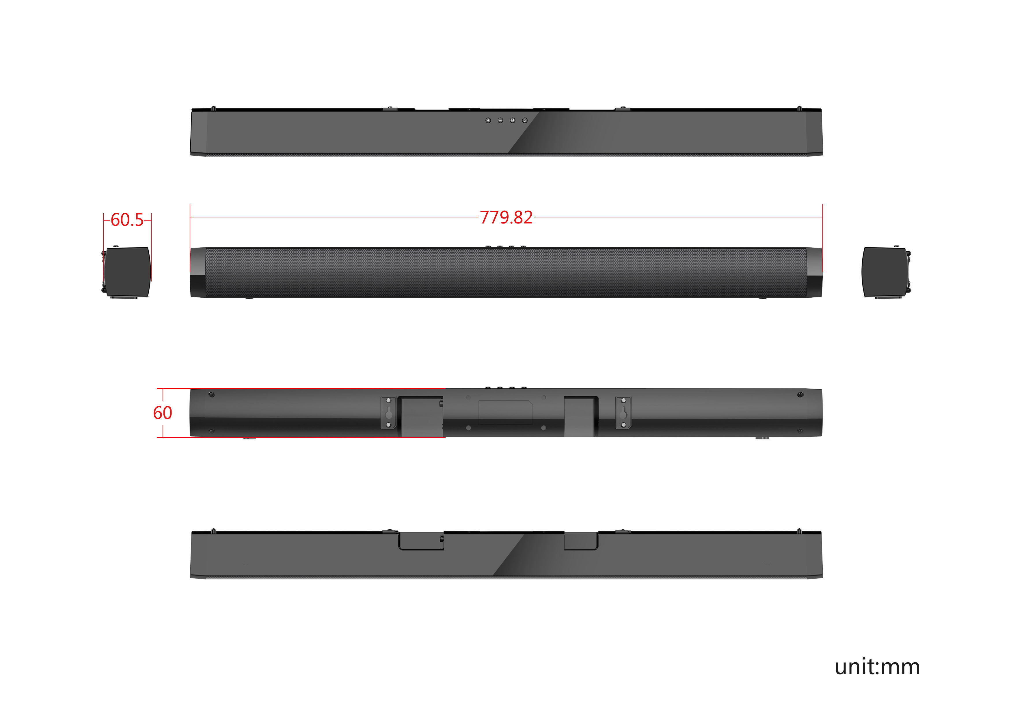 SoundBar black  speaker Low-poly 3D model_13