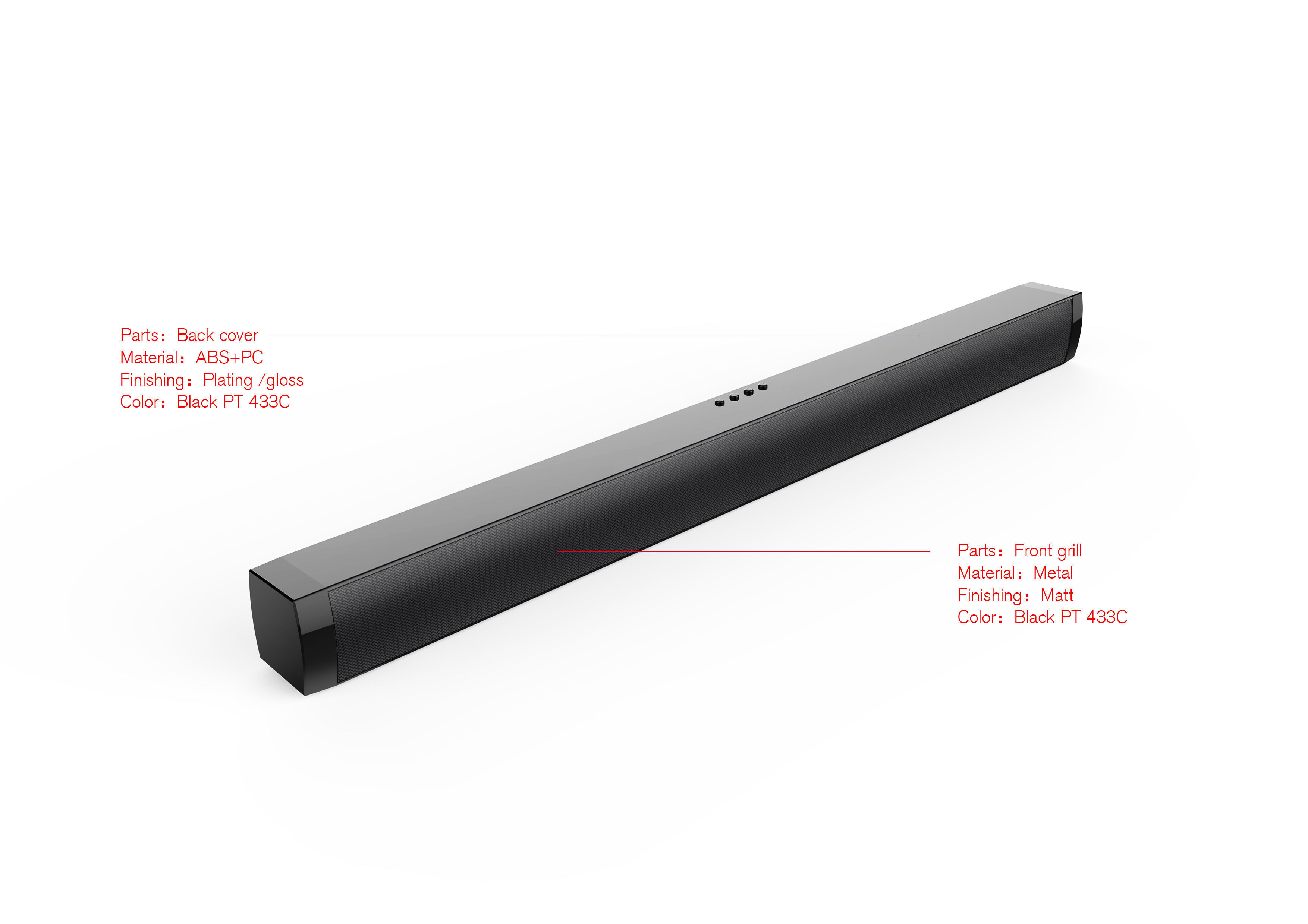 SoundBar black  speaker Low-poly 3D model_11