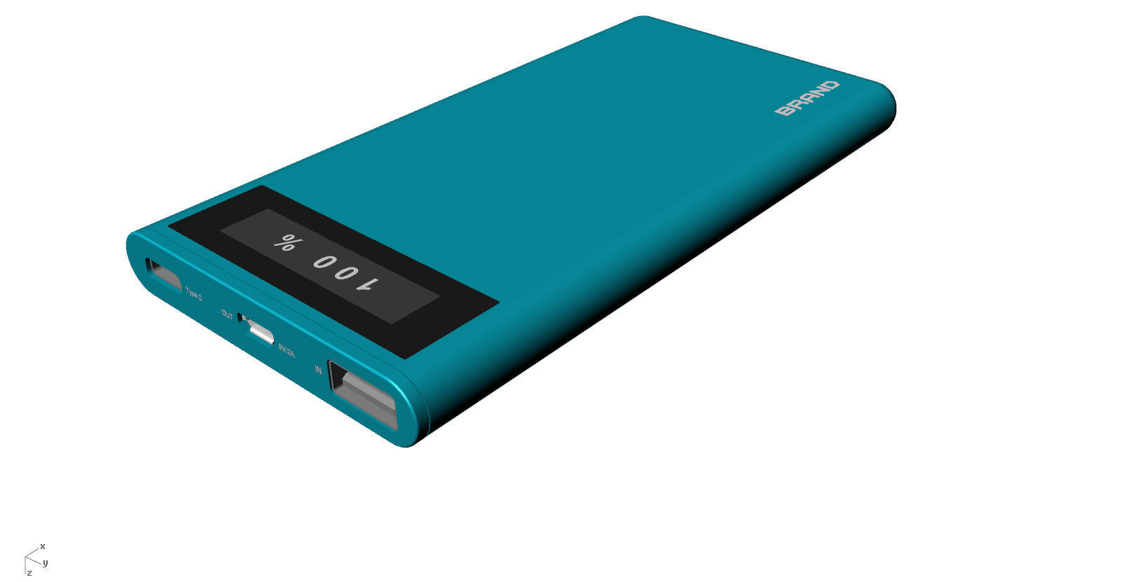 Power bank blue Low-poly 3D model_2