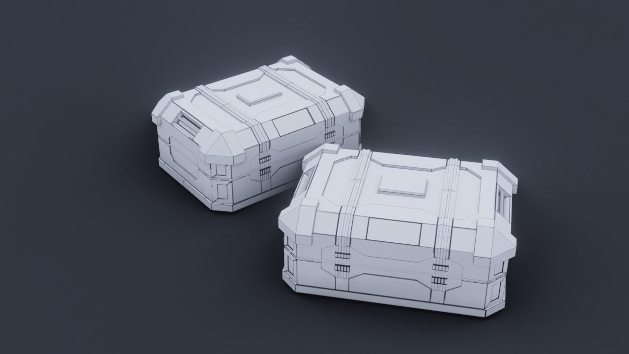 Sci fi Crate Game Ready PBR Textures Low-poly 3D model Low-poly 3D model_8