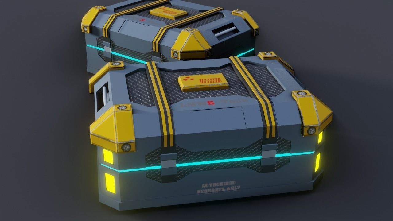 Sci fi Crate Game Ready PBR Textures Low-poly 3D model Low-poly 3D model_15