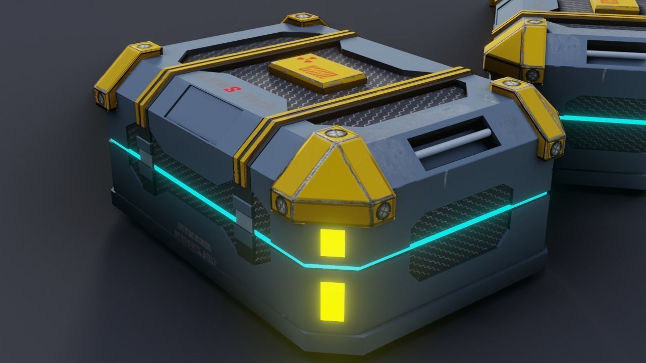 Sci fi Crate Game Ready PBR Textures Low-poly 3D model Low-poly 3D model_16