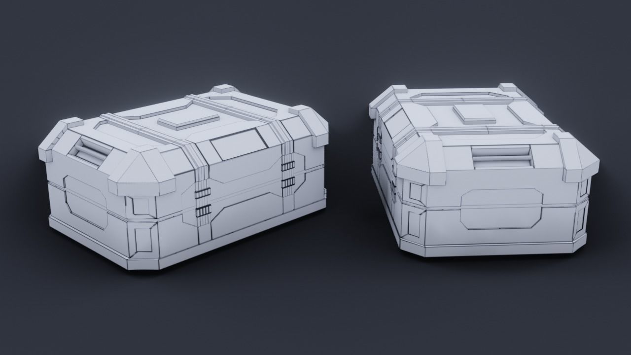 Sci fi Crate Game Ready PBR Textures Low-poly 3D model Low-poly 3D model_12