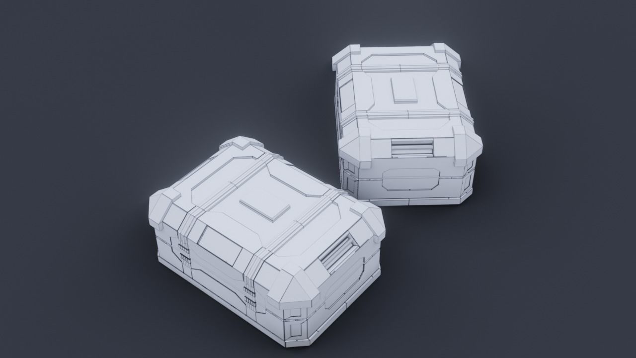 Sci fi Crate Game Ready PBR Textures Low-poly 3D model Low-poly 3D model_4