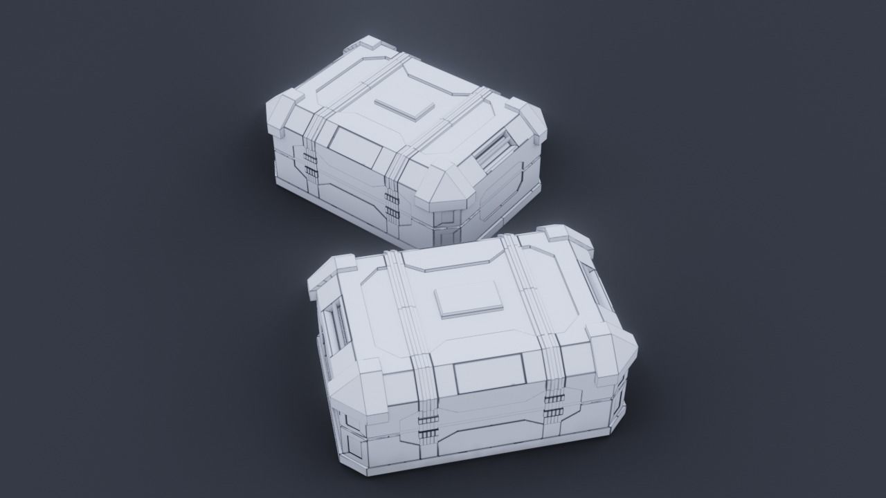 Sci fi Crate Game Ready PBR Textures Low-poly 3D model Low-poly 3D model_2