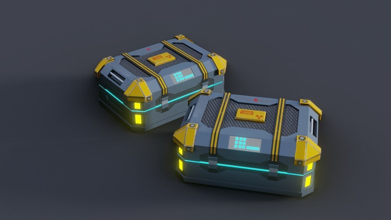 Sci fi Crate Game Ready PBR Textures Low-poly 3D model Low-poly 3D model_9