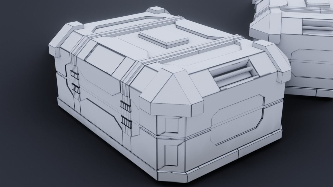 Sci fi Crate Game Ready PBR Textures Low-poly 3D model Low-poly 3D model_17