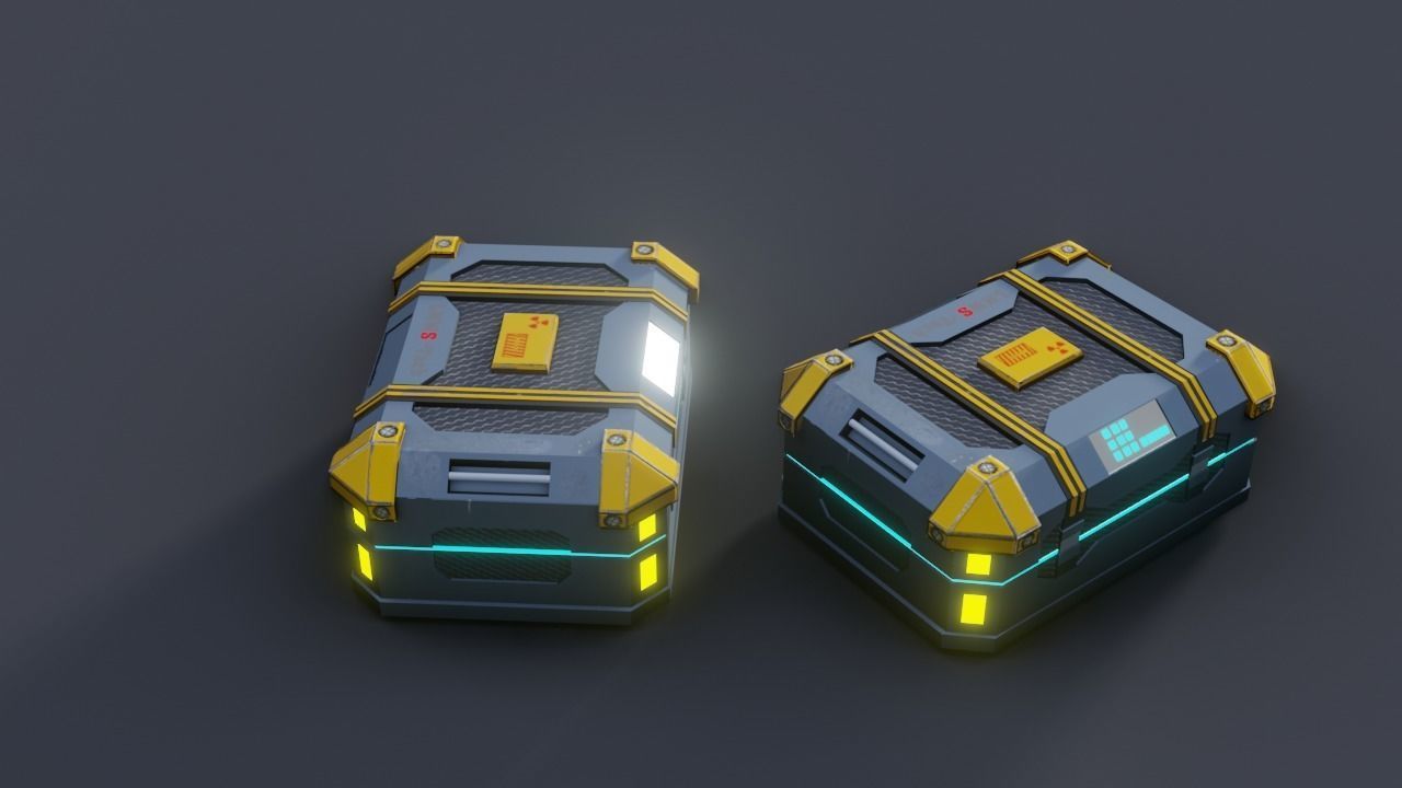Sci fi Crate Game Ready PBR Textures Low-poly 3D model Low-poly 3D model_7