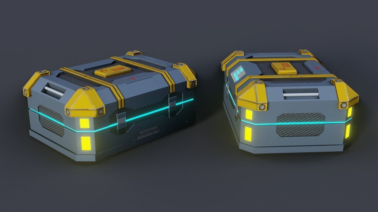 Sci fi Crate Game Ready PBR Textures Low-poly 3D model Low-poly 3D model_13