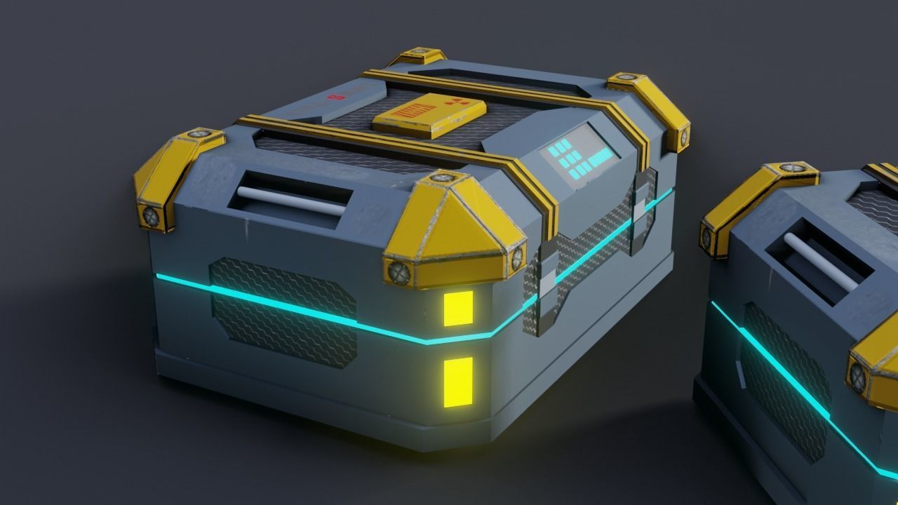 Sci fi Crate Game Ready PBR Textures Low-poly 3D model Low-poly 3D model_19