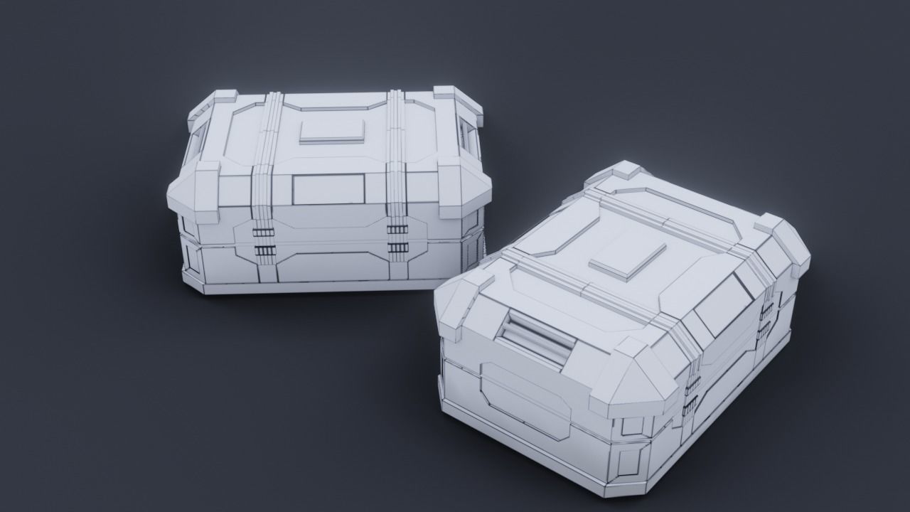Sci fi Crate Game Ready PBR Textures Low-poly 3D model Low-poly 3D model_1