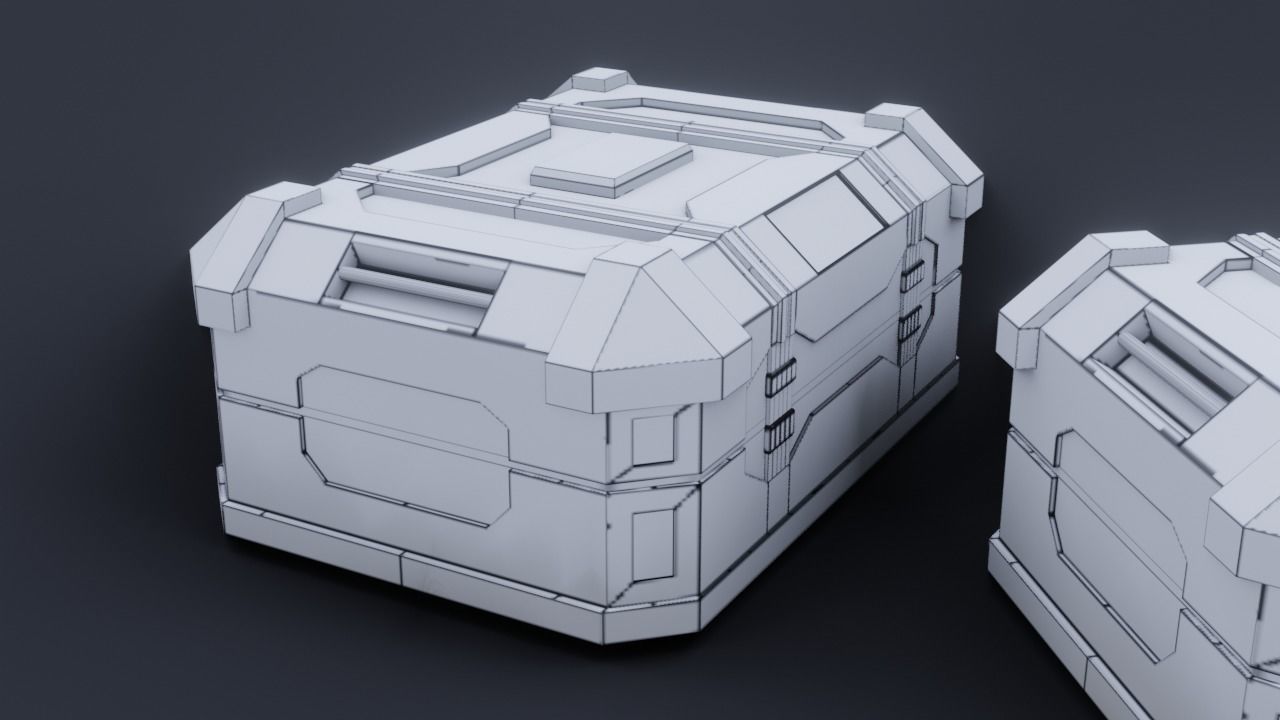 Sci fi Crate Game Ready PBR Textures Low-poly 3D model Low-poly 3D model_18