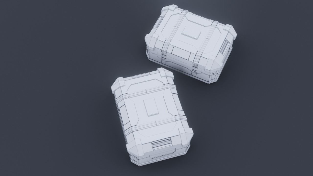 Sci fi Crate Game Ready PBR Textures Low-poly 3D model Low-poly 3D model_10