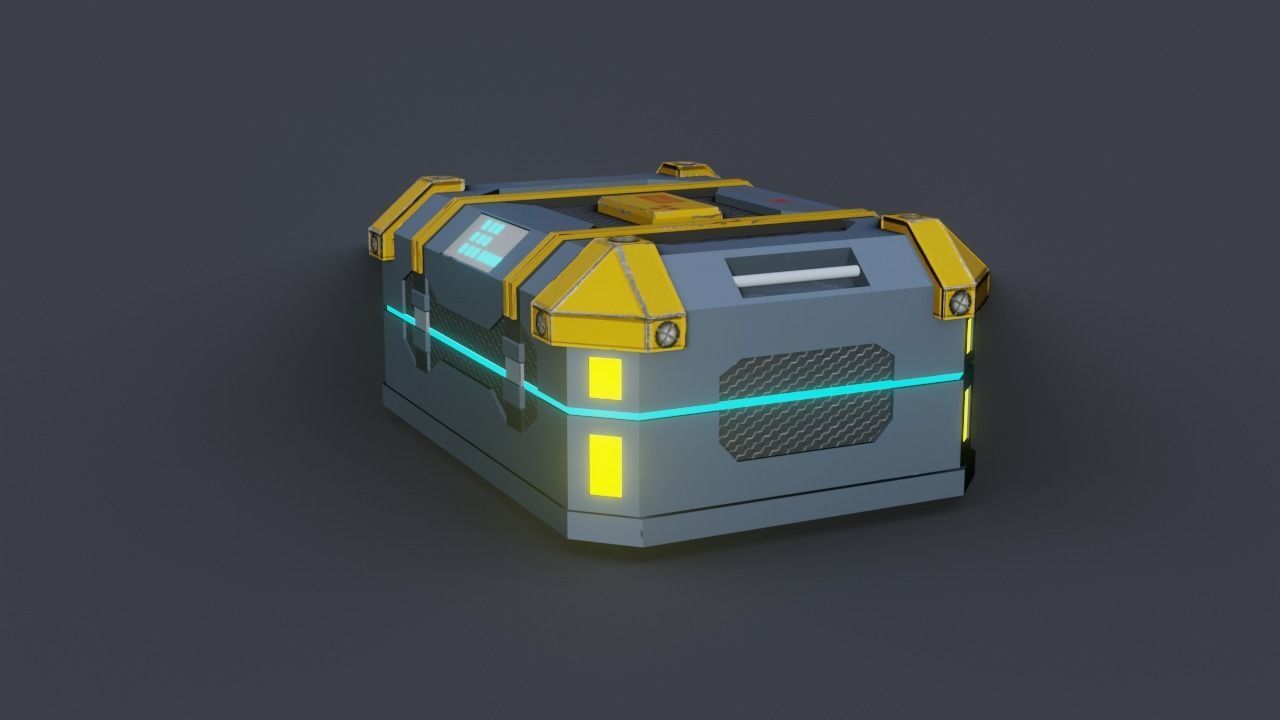 Sci fi Crate Game Ready PBR Textures Low-poly 3D model Low-poly 3D model_34