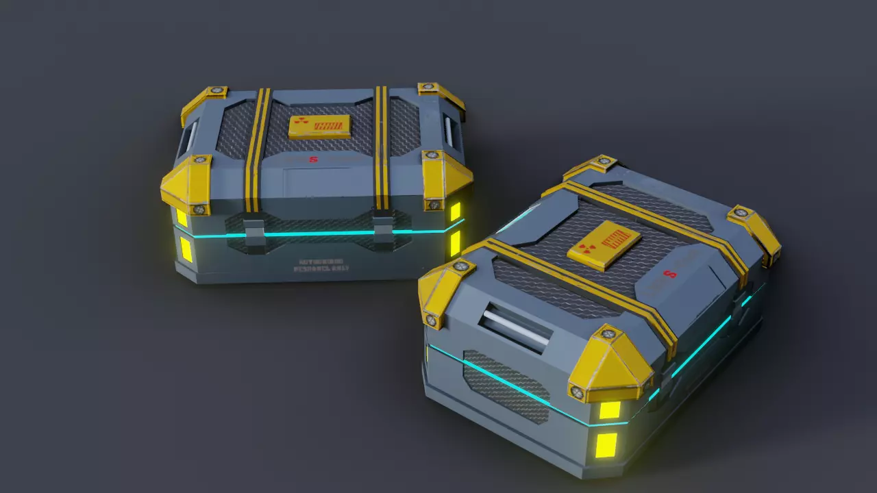 Sci fi Crate Game Ready PBR Textures Low-poly 3D model Low-poly 3D model_0