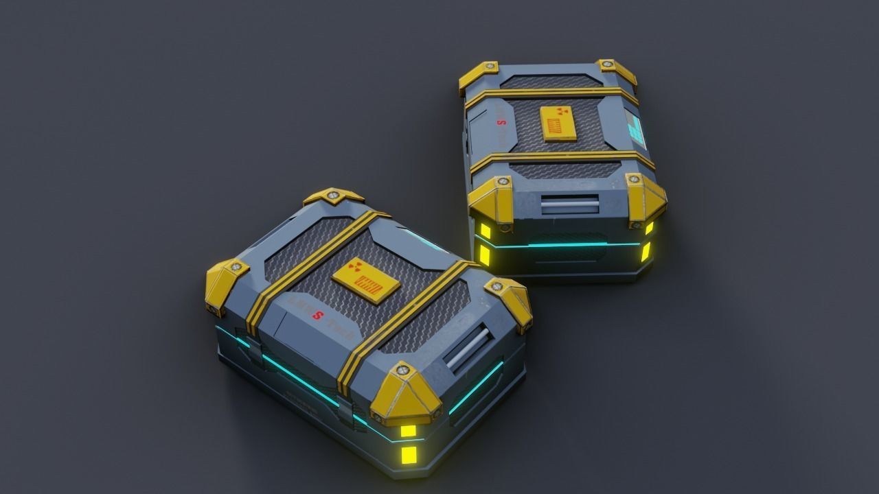 Sci fi Crate Game Ready PBR Textures Low-poly 3D model Low-poly 3D model_5