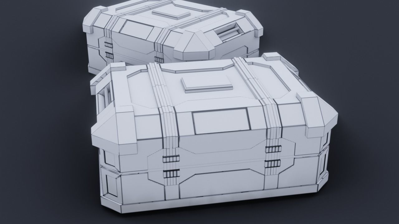 Sci fi Crate Game Ready PBR Textures Low-poly 3D model Low-poly 3D model_14