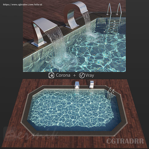 Swimming Pool Waterfall 3D model