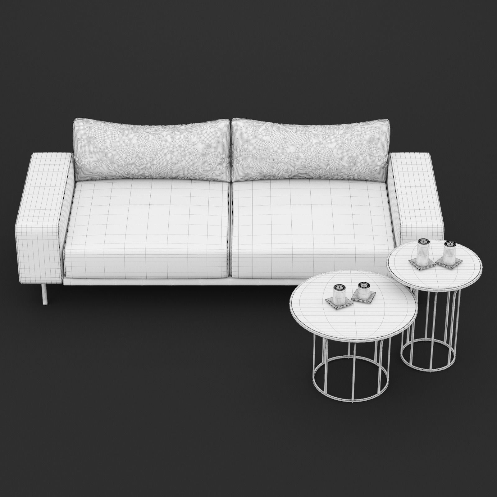 Sofa piu double 220 and cara 620 and 470 cofe table BT design 3D model_3