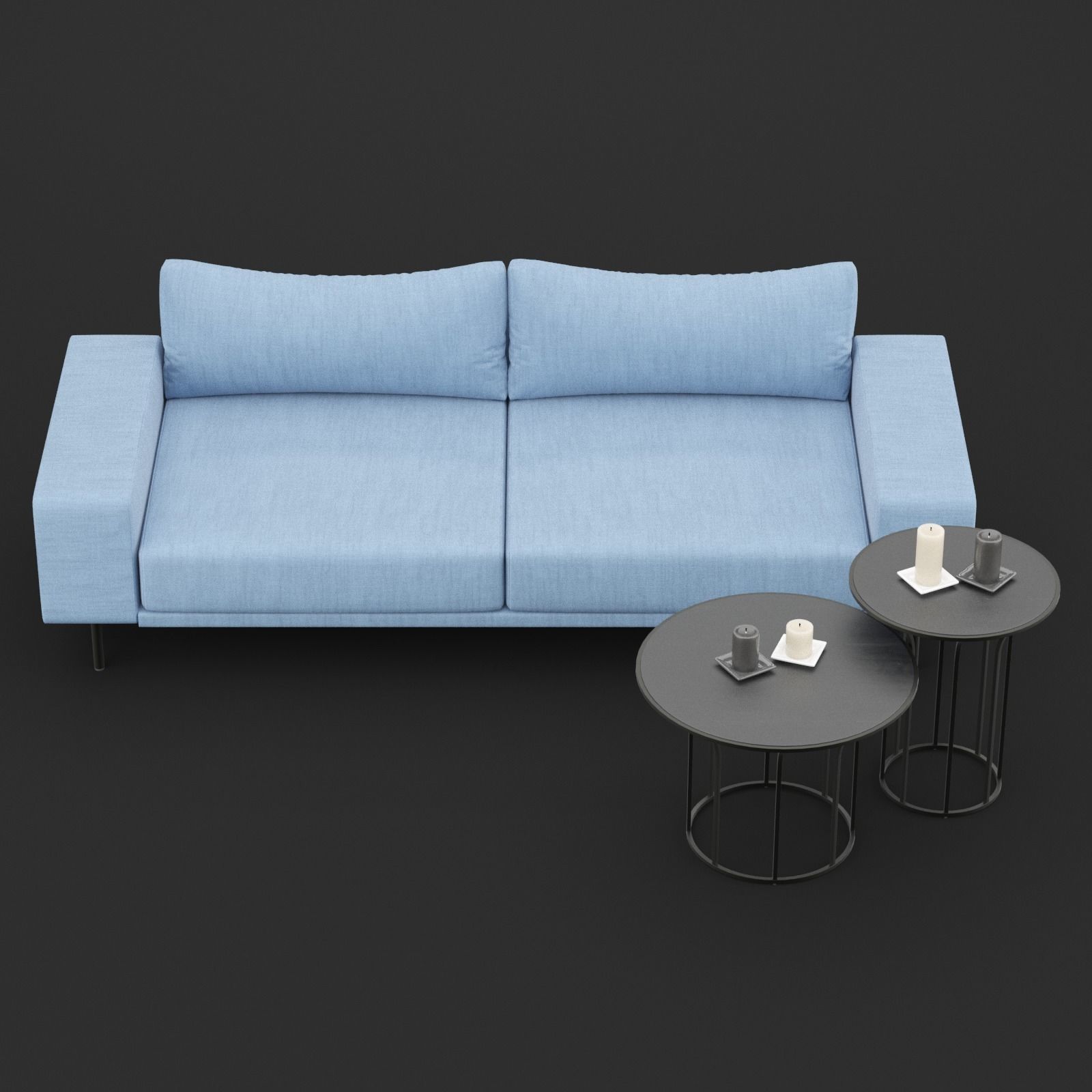 Sofa piu double 220 and cara 620 and 470 cofe table BT design 3D model_2