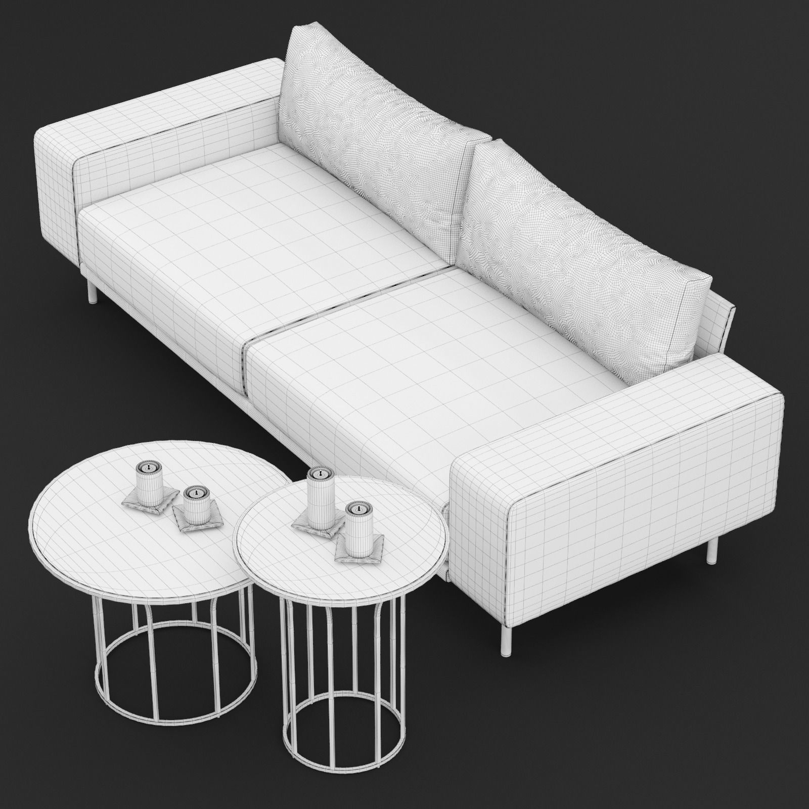 Sofa piu double 220 and cara 620 and 470 cofe table BT design 3D model_1