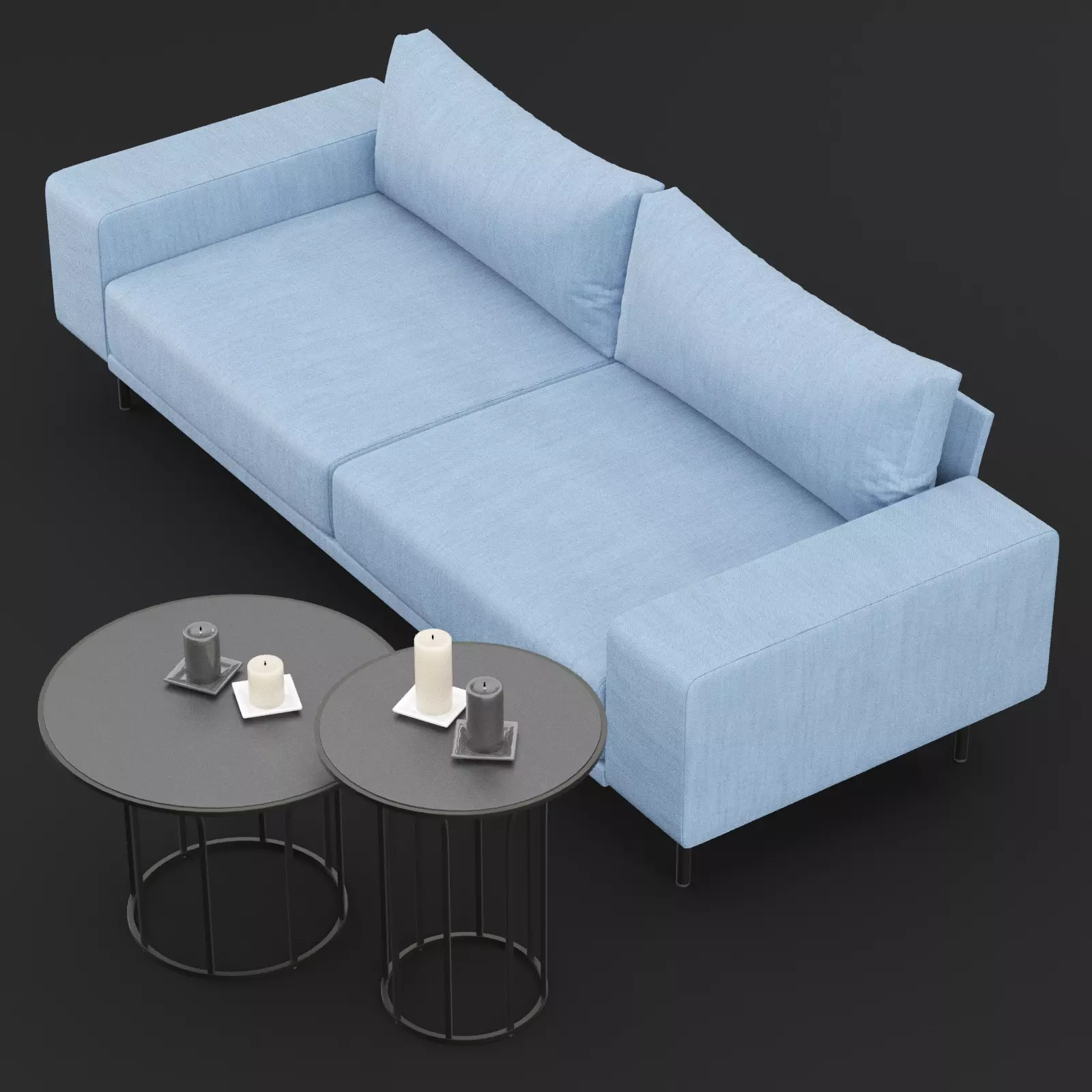 Sofa piu double 220 and cara 620 and 470 cofe table BT design 3D model_0