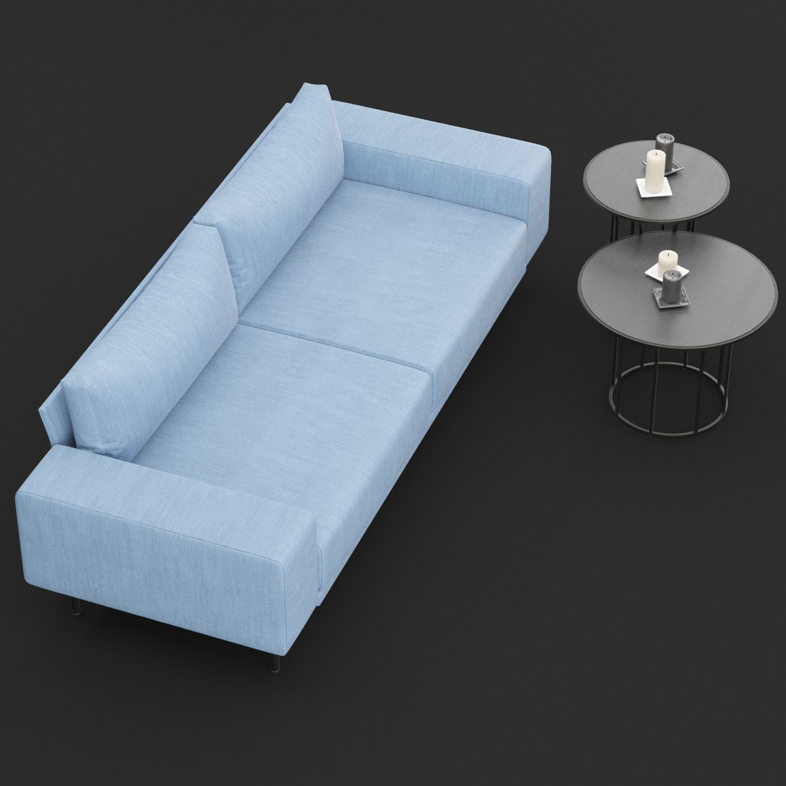 Sofa piu double 220 and cara 620 and 470 cofe table BT design 3D model_10
