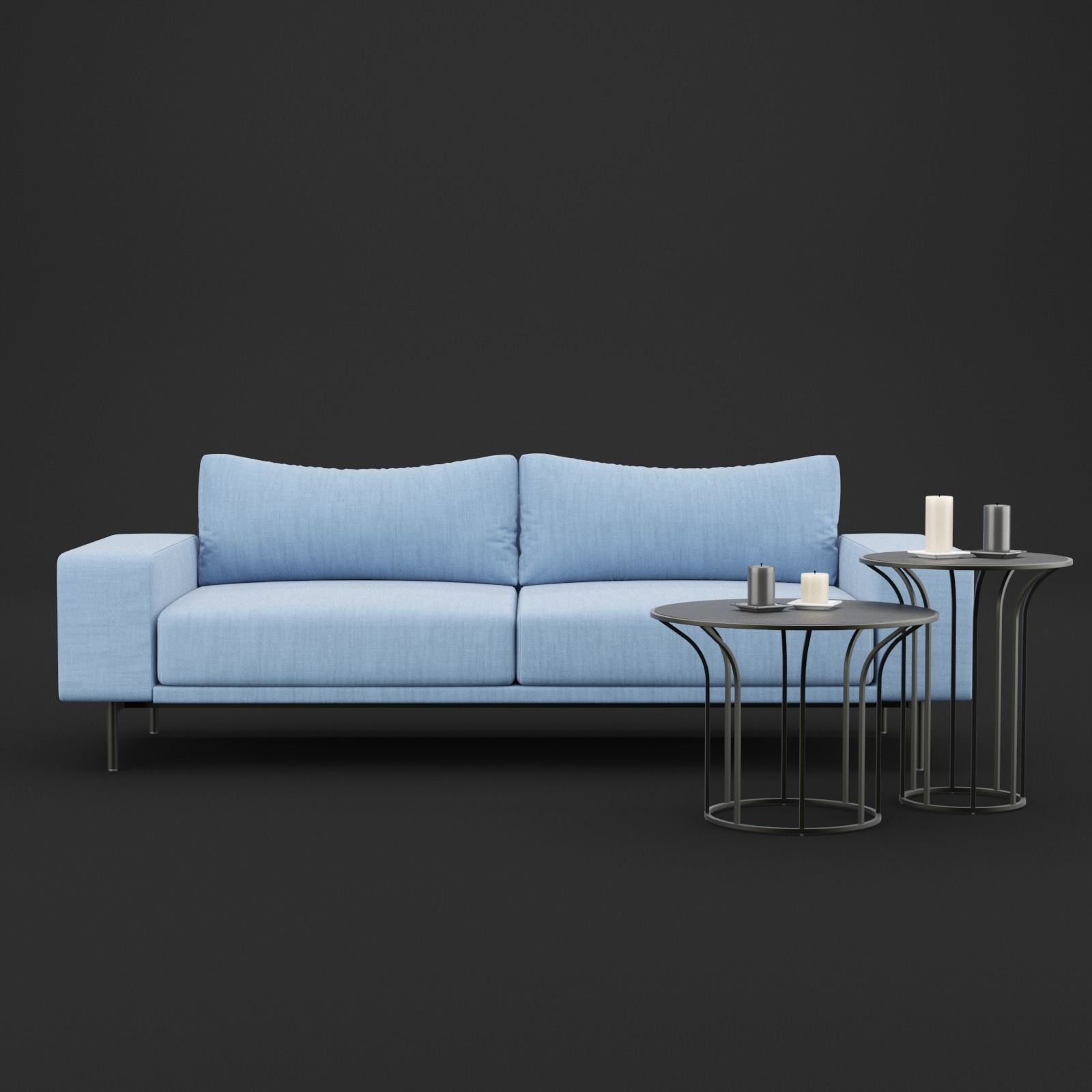 Sofa piu double 220 and cara 620 and 470 cofe table BT design 3D model_4