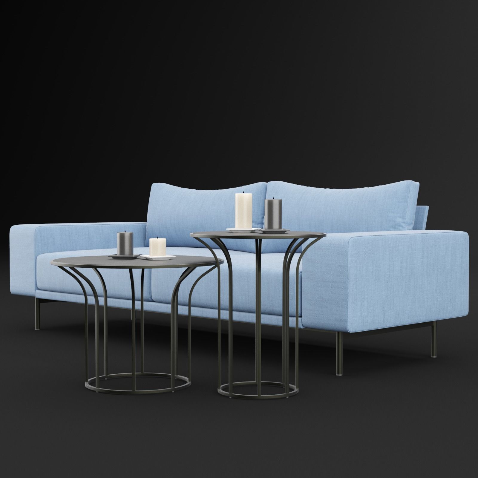 Sofa piu double 220 and cara 620 and 470 cofe table BT design 3D model_8
